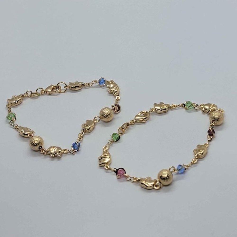 Brand New 5- 6 Elephants with 4 -5 colors gems 2 beaded Bracelet - Picture 5 of 5